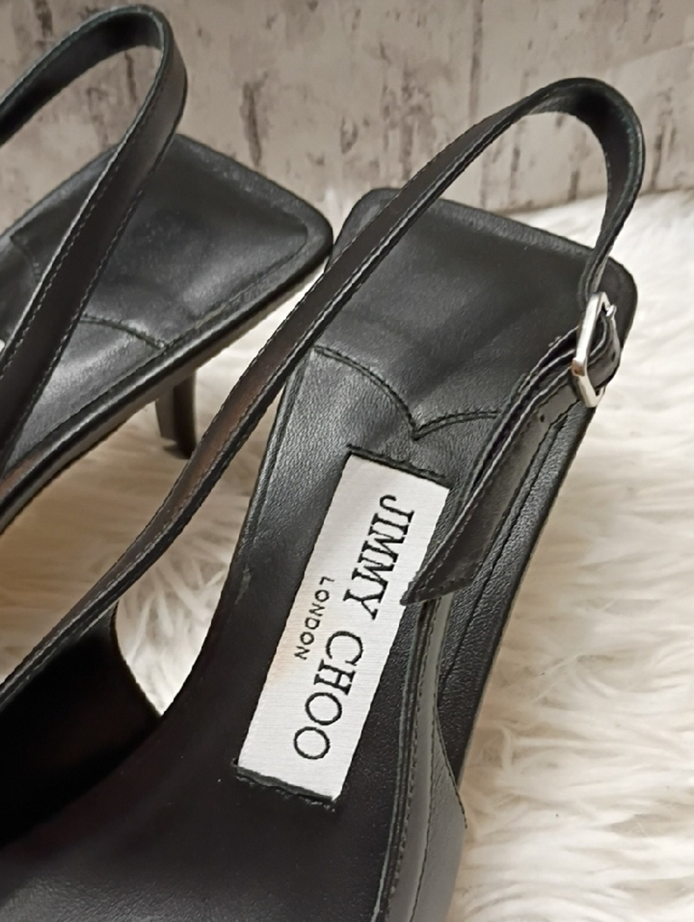 Jimmy Choo London Kitten Heel Sling Back Shoes $990 With Defect - Picture 4 of 12
